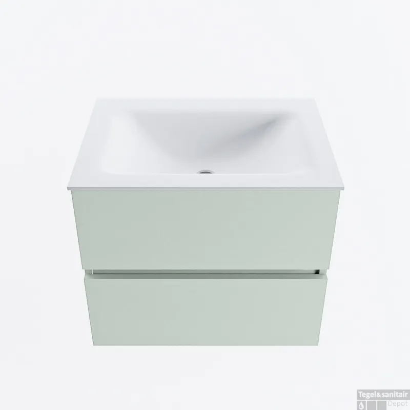 Aanbieding MONDIAZ VICA 60cm badmeubel onderkast Greey 2 lades. Wastafel CLOUD midden 1 kraangat, kleur Talc.