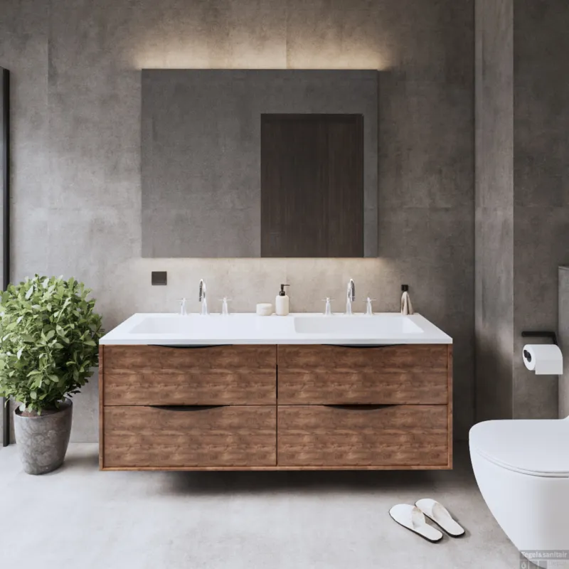 Onderkast Gliss Design Eleganz Hera Zwart 120cm 2 Lades Oak Cognac Hoge Kwaliteit