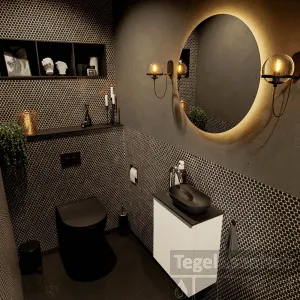MONDIAZ FOWY toiletmeubel 40cm kleur talc. Waskom positie rechts kleur urban urban. Met 1 kraangat Exclusieve Aanbieding