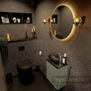 MONDIAZ FOWY toiletmeubel 40cm kleur army. Waskom positie links kleur urban urban. Met 1 kraangat Uitverkoop
