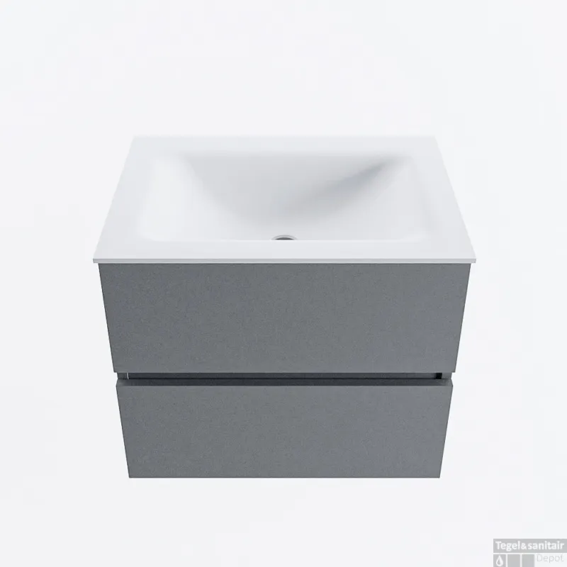 Betaalbaar MONDIAZ VICA 60cm badmeubel onderkast Plata 2 lades. Wastafel CLOUD midden 1 kraangat, kleur Talc.