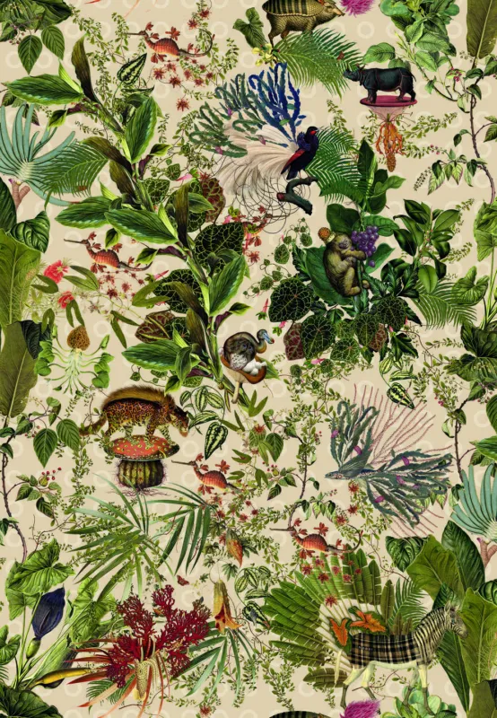 Superprijs Arte Moooi Extinct Animals Menagerie of Extinct Animals MO2072 Ivory Behang