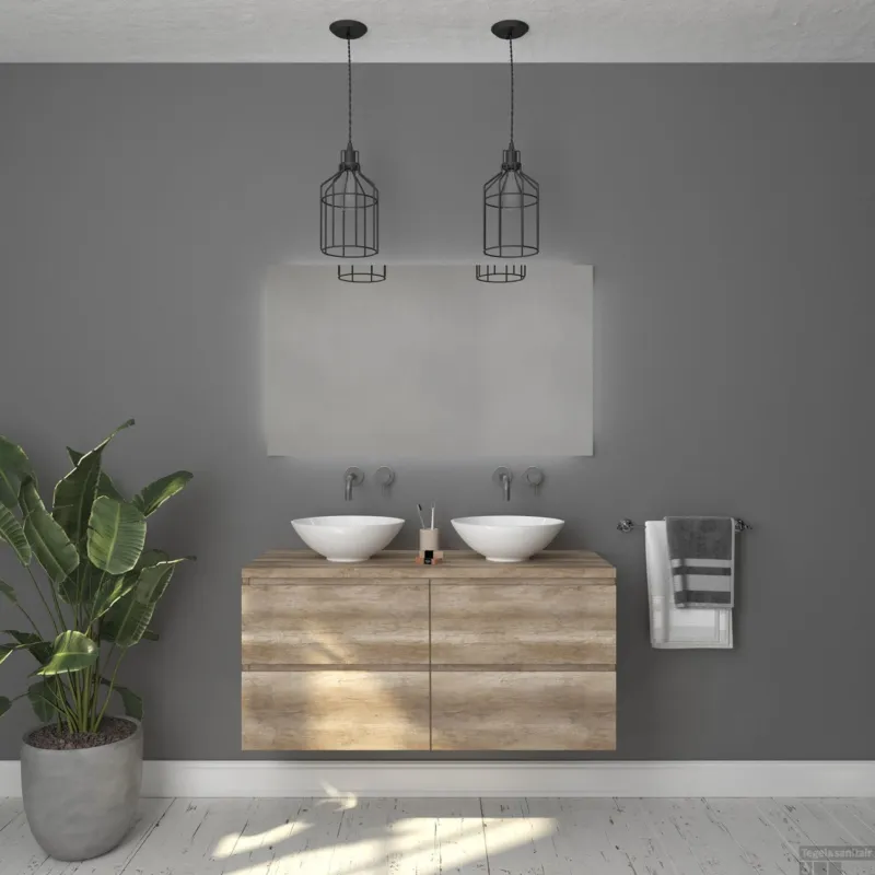 Badkamermeubelset Gliss Zeus 120 cm Oud Grijs Eiken Met Waskom Veilige Betaling