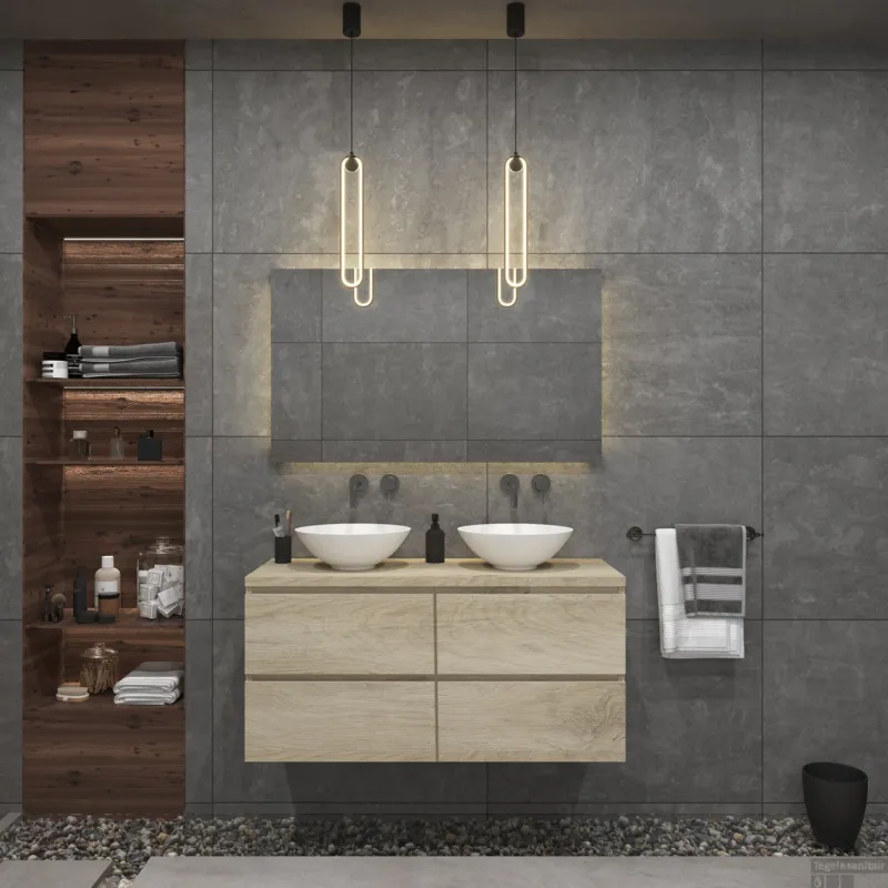 Badkamermeubelset Gliss Zeus 120 cm Licht Grijs Eiken Met Waskom Korting