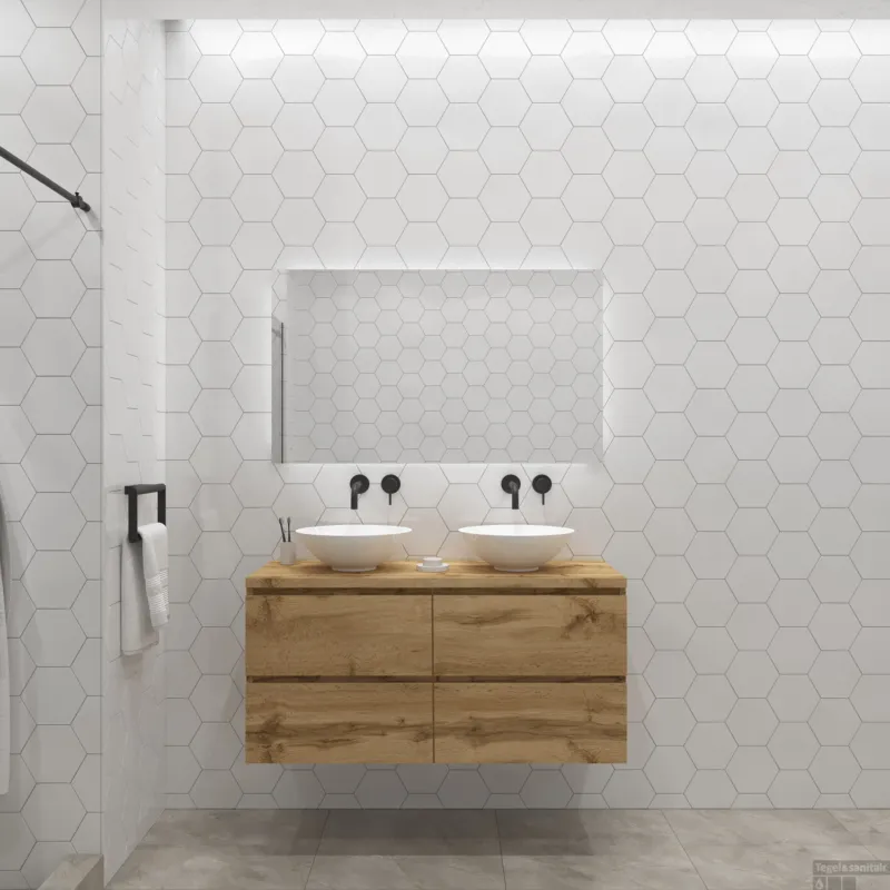 Badkamermeubelset Gliss Zeus 120 cm Rustiek Eiken Met Waskom Dagaanbieding