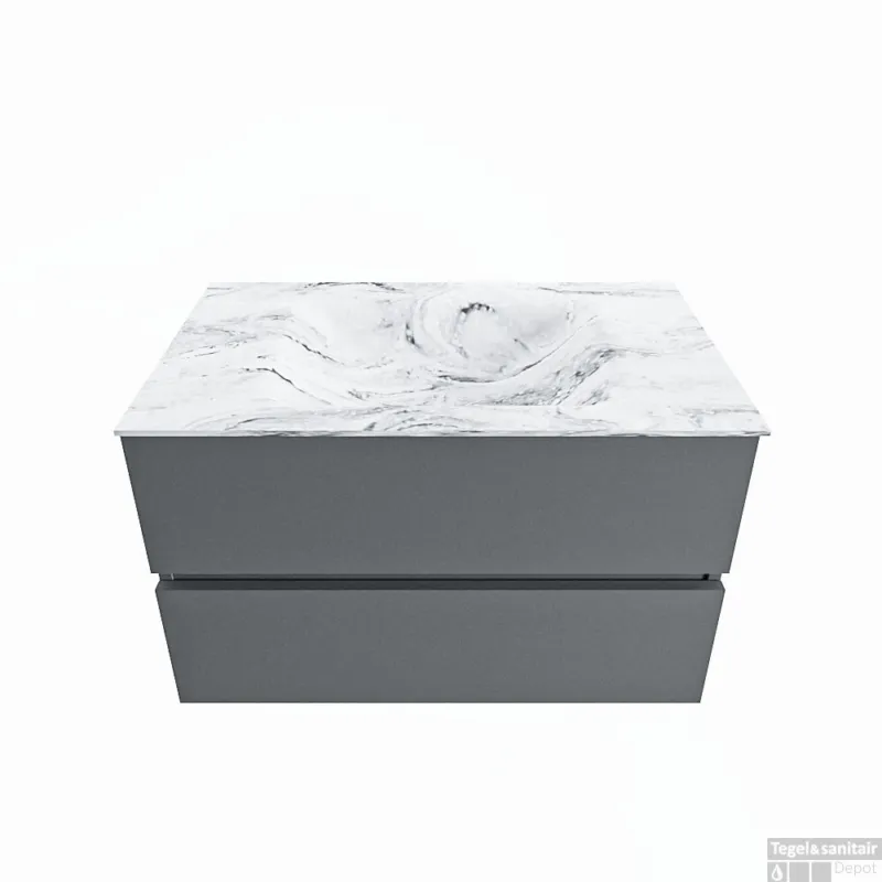 Betrouwbaar MONDIAZ VICA-DLUX 80cm badmeubel onderkast Plata 2 lades. Inbouw wastafel CLOUD midden zonder kraangat, kleur Glace.