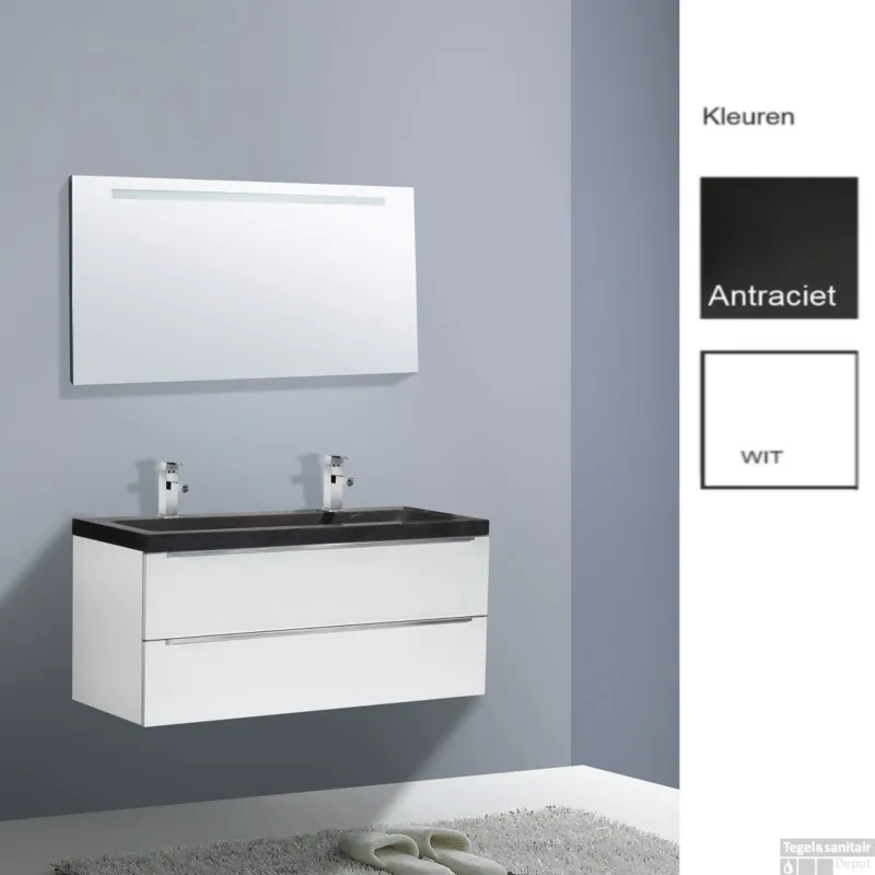 Badkamermeubelset Sanilux Senza Stone 120x47x50 cm 2 Kraangaten Hoogglans Wit Bestseller
