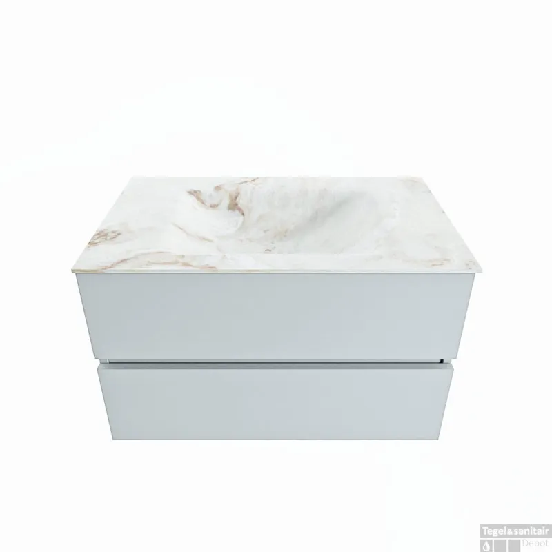 Meest Verkocht MONDIAZ VICA-DLUX 80cm badmeubel onderkast Clay 2 lades. Inbouw wastafel CLOUD midden zonder kraangat, kleur Frappe.