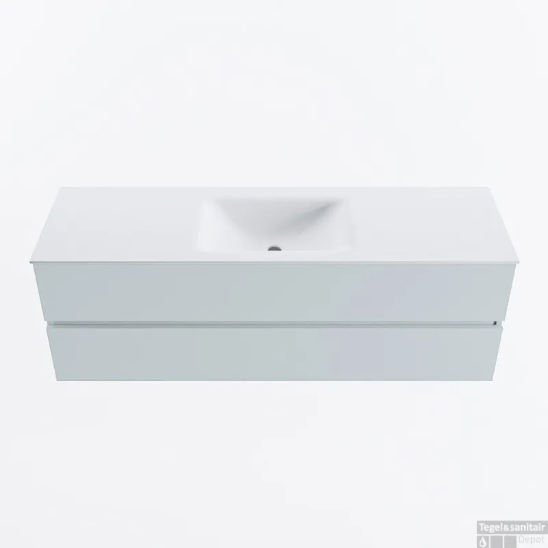 MONDIAZ VICA 150cm badmeubel onderkast Clay 2 lades. Wastafel CLOUD midden 1 kraangat, kleur Talc. Seizoensaanbieding