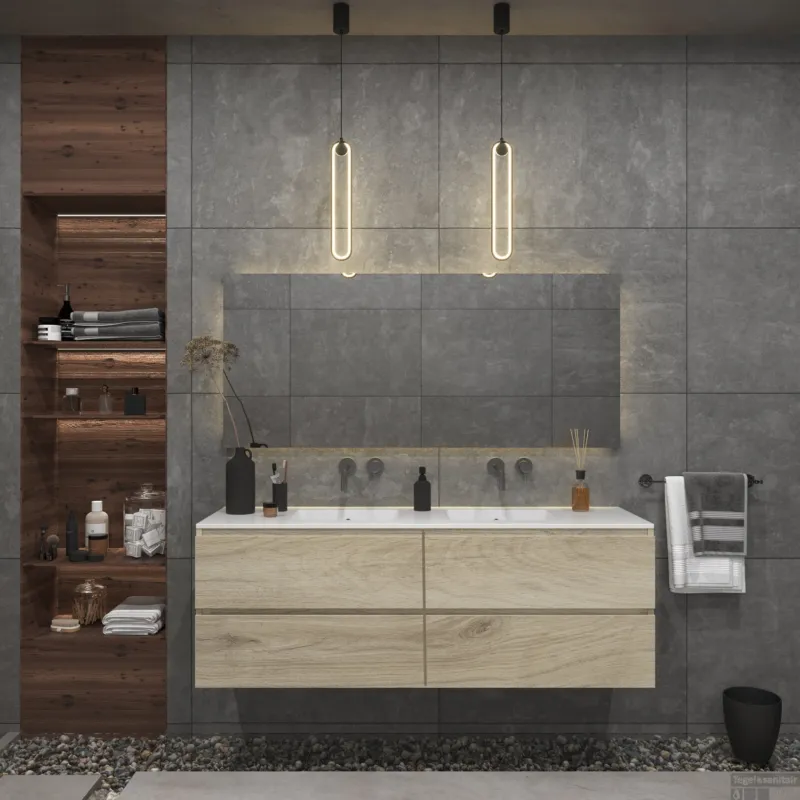 Badkamermeubelset Gliss Zeus 160 cm Licht Grijs Eiken Lage Prijs
