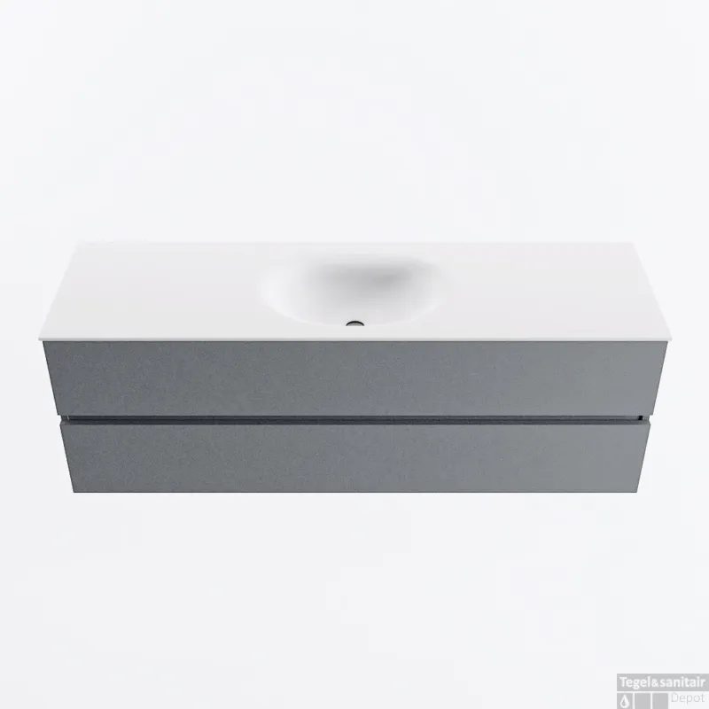 Favoriet MONDIAZ VICA 150cm badmeubel onderkast Plata 2 lades. Wastafel MOON midden zonder kraangat, kleur Talc.