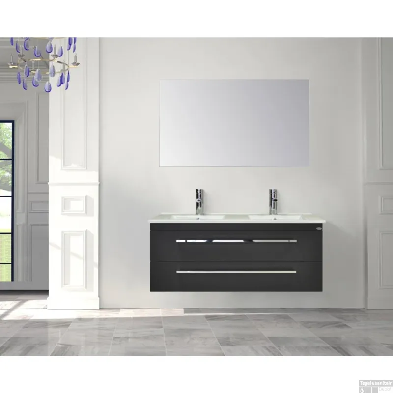 Badkamermeubelset Sanicare Q1 2 Soft Close Lades Antraciet 121x46 cm Betaalbaar