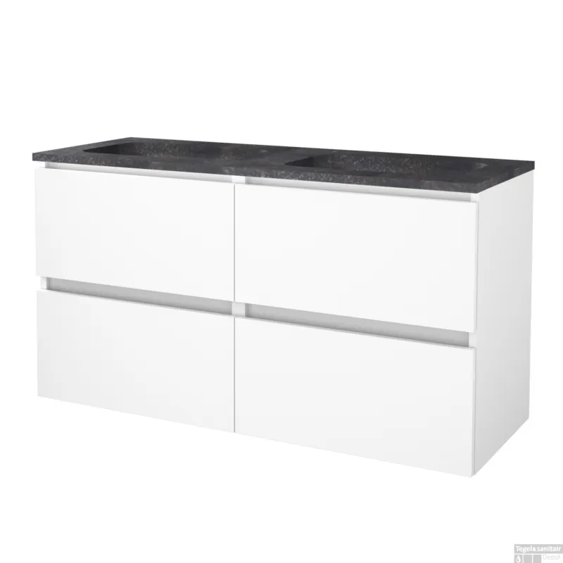 Badmeubelset BWS Salt 120x46cm Greeploos 4 Lades Met Wastafel Hardsteen Ice White Actieprijs