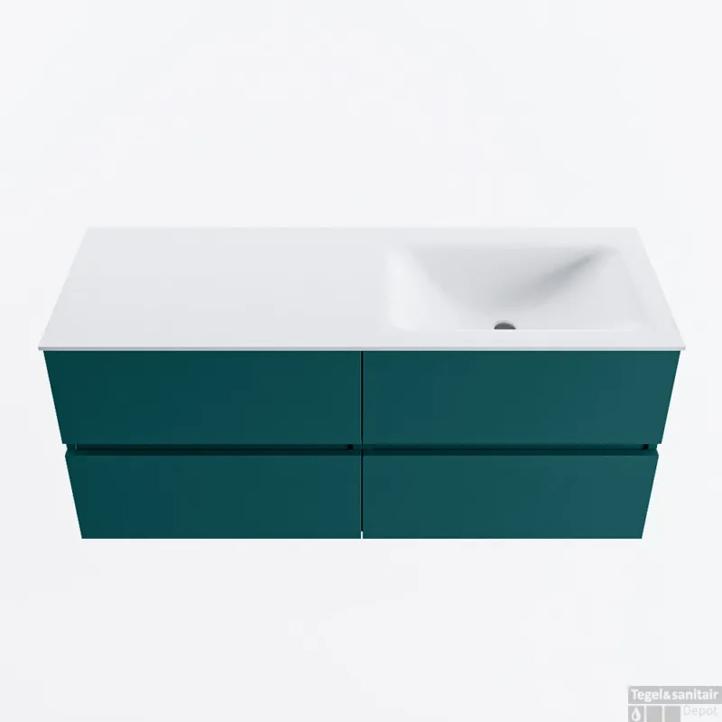 MONDIAZ VICA 120cm badmeubel onderkast Smag 4 lades. Wastafel CLOUD rechts 1 kraangat, kleur Talc. Bestseller
