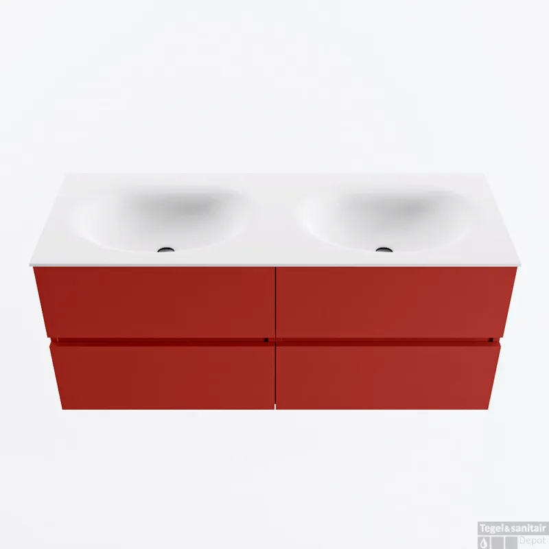 Meest Verkocht MONDIAZ VICA 120cm badmeubel onderkast Fire 4 lades. Wastafel MOON dubbel zonder kraangat, kleur Talc.