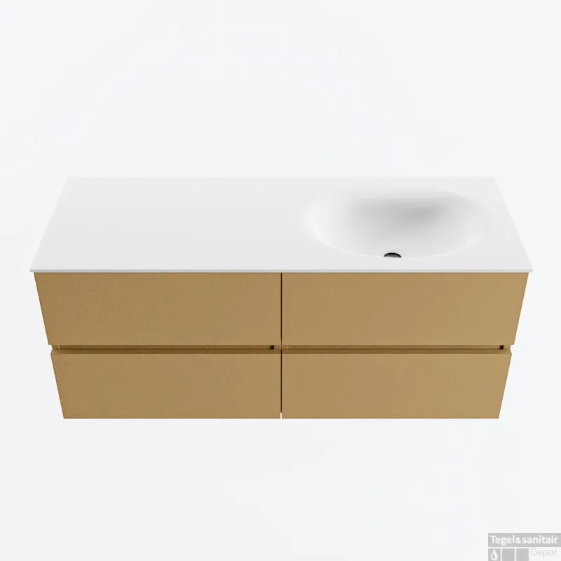 Gratis Retour MONDIAZ VICA 120cm badmeubel onderkast Oro 4 lades. Wastafel MOON rechts zonder kraangat, kleur Talc.