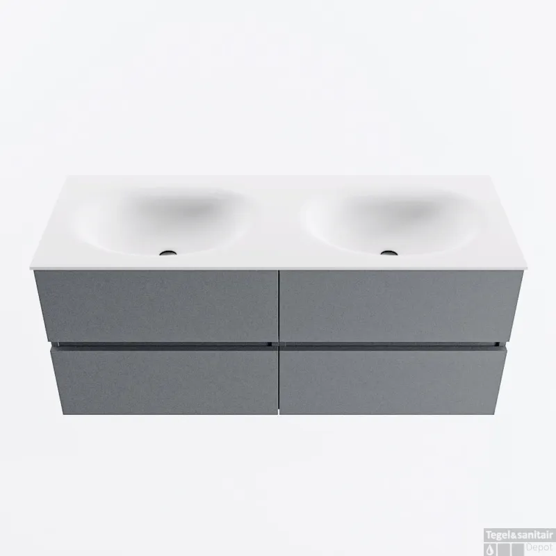 Direct Verzonden MONDIAZ VICA 120cm badmeubel onderkast Plata 4 lades. Wastafel MOON dubbel 2 kraangaten, kleur Talc.