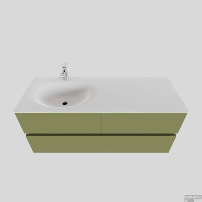 Nu Kopen Badkamermeubel Solid Surface BWS Stockholm 120x46 cm Links Mat Groen 4 Laden (met 1 kraangat)