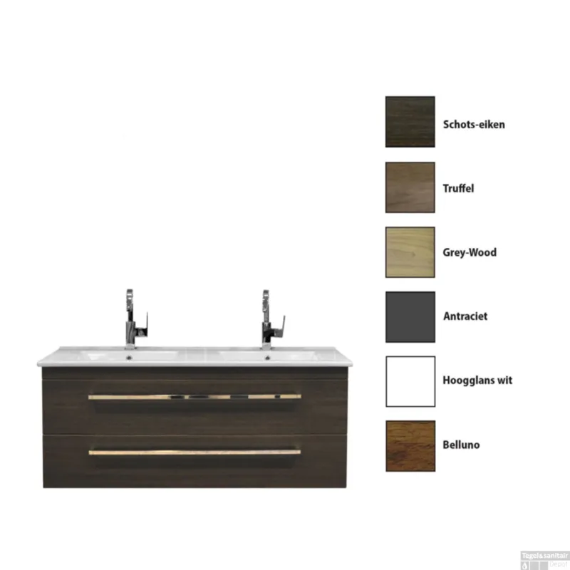 Laatste Versie Badkamermeubelset Sanicare Q1 2 Soft Close Lades Schots Eiken 121x46 cm