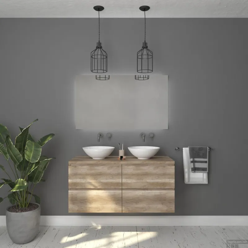 Badkamermeubelset Gliss Zeus 140 cm Oud Grijs Eiken Met Waskom Superprijs