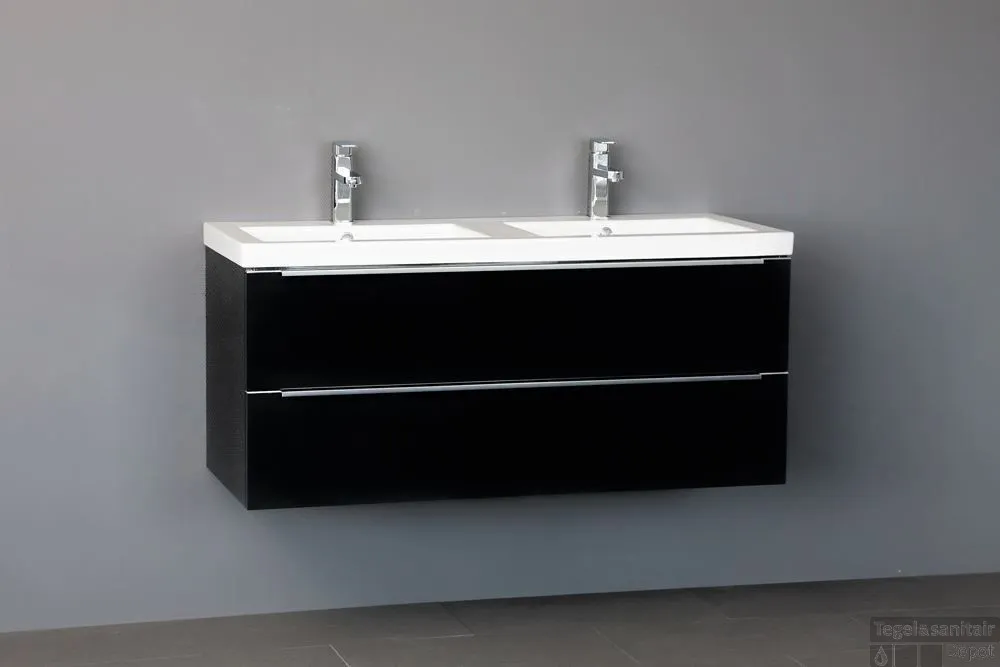 Badkamermeubelset Sanilux Senza Keramiek 120x47x50 cm Antraciet (0 of 2 kraangaten) Uitverkoop