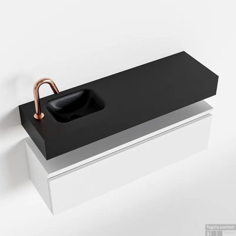 Superprijs MONDIAZ ANDOR 100cm toiletmeubel talc. LEX 100cm wastafel urban links 1 kraangat