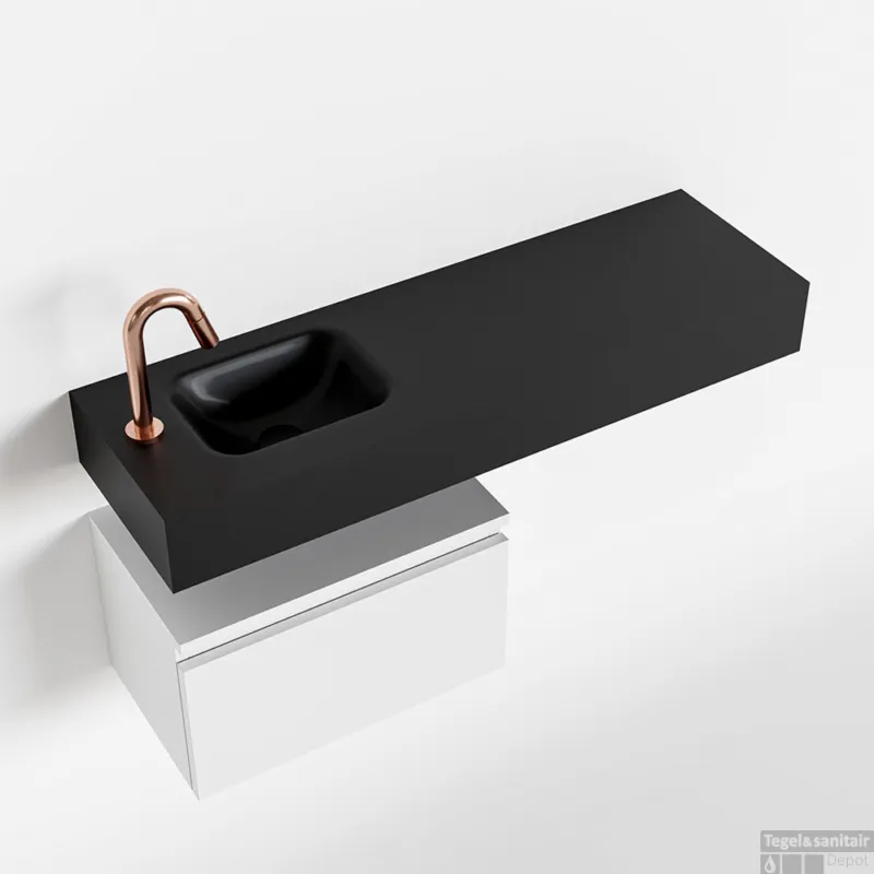 Uitverkoop MONDIAZ ANDOR 50cm toiletmeubel talc. LEX 100cm wastafel urban links 1 kraangat
