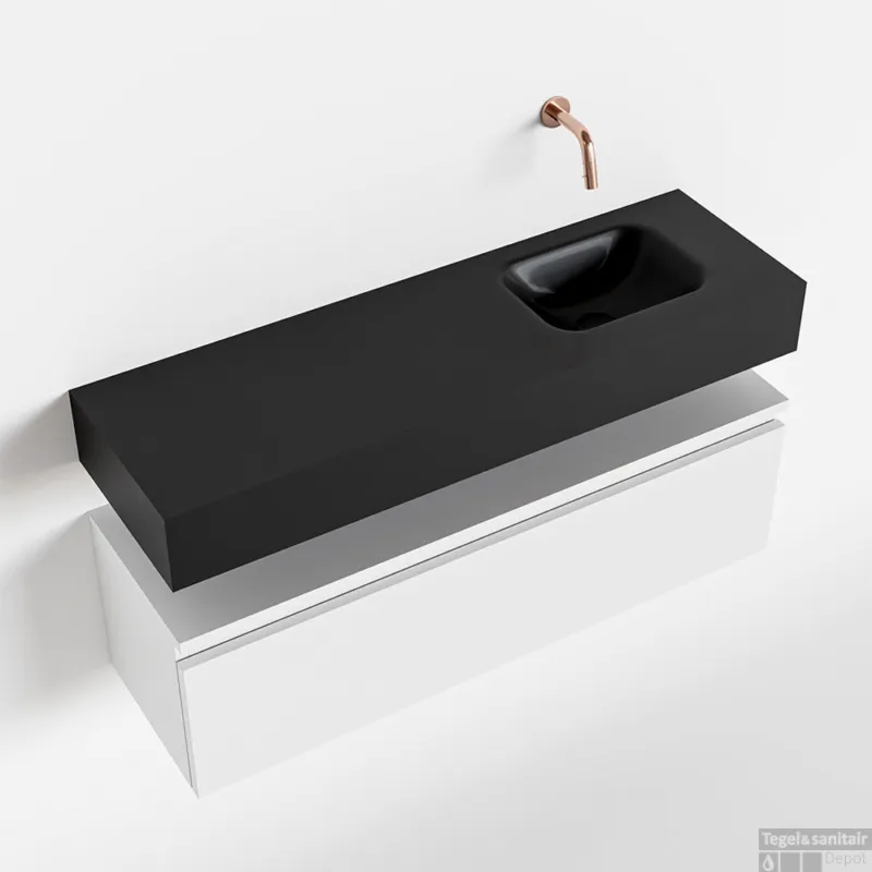 Beperkt Aanbod MONDIAZ ANDOR 100cm toiletmeubel talc. LEX 100cm wastafel urban rechts geen kraangat