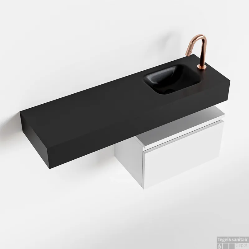 Snelle Levering MONDIAZ ANDOR 50cm toiletmeubel talc. LEX 100cm wastafel urban rechts 1 kraangat