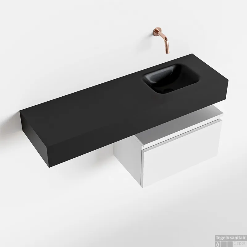 Fabrieksprijs MONDIAZ ANDOR 50cm toiletmeubel talc. LEX 100cm wastafel urban rechts geen kraangat
