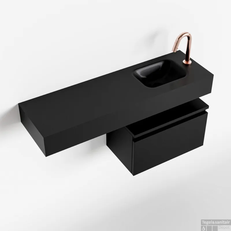 MONDIAZ ANDOR 50cm toiletmeubel urban. LEX 100cm wastafel urban rechts 1 kraangat Dagaanbieding