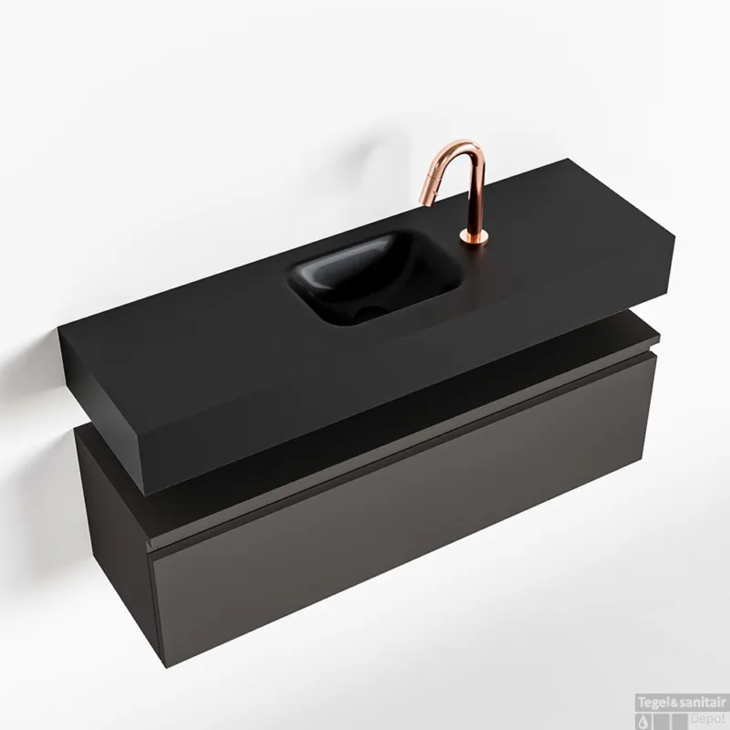 MONDIAZ ANDOR 100cm toiletmeubel dark grey. LEX 100cm wastafel urban midden 1 kraangat Op = Op