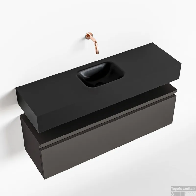 Nu Kopen MONDIAZ ANDOR 100cm toiletmeubel dark grey. LEX 100cm wastafel urban midden geen kraangat