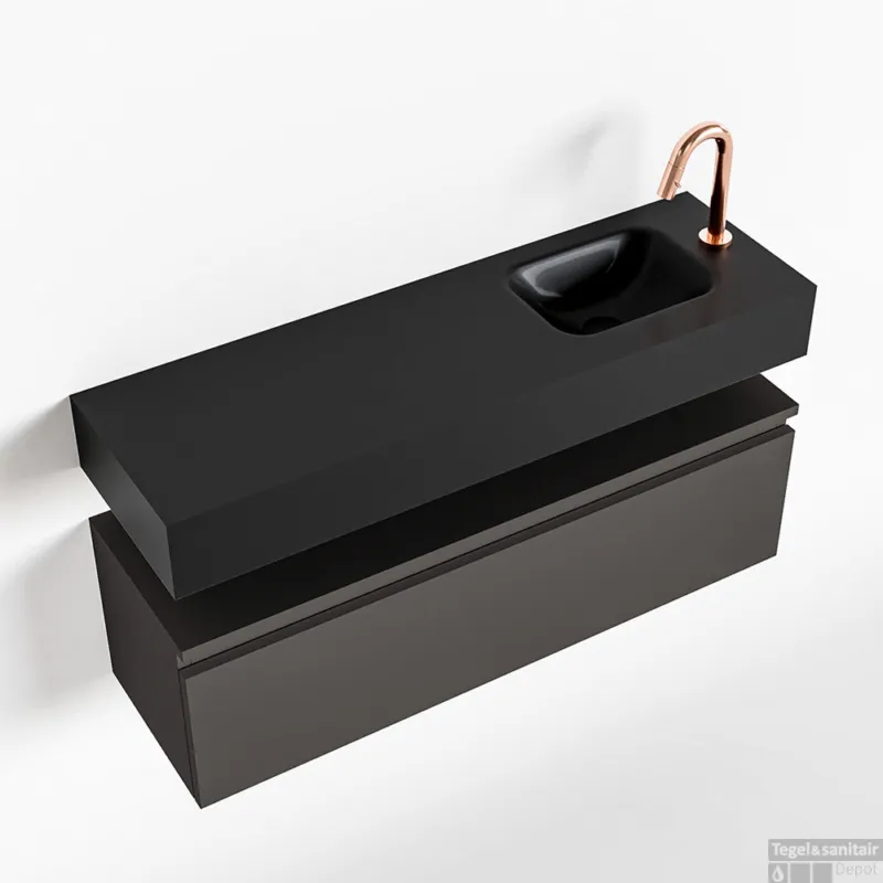 Alleen Vandaag MONDIAZ ANDOR 100cm toiletmeubel dark grey. LEX 100cm wastafel urban rechts 1 kraangat