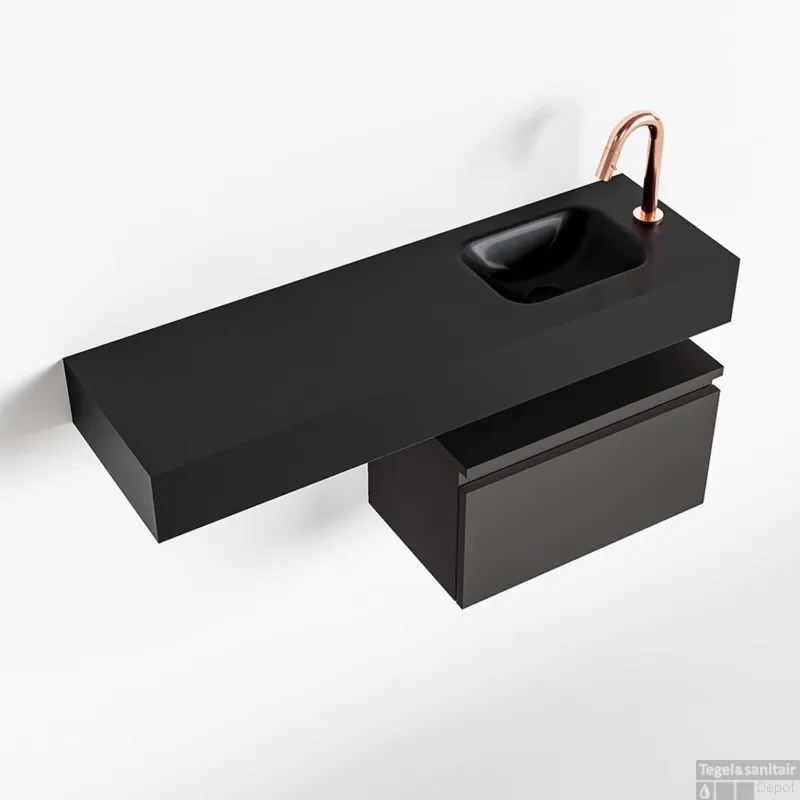 MONDIAZ ANDOR 50cm toiletmeubel dark grey. LEX 100cm wastafel urban rechts 1 kraangat Koop Vandaag