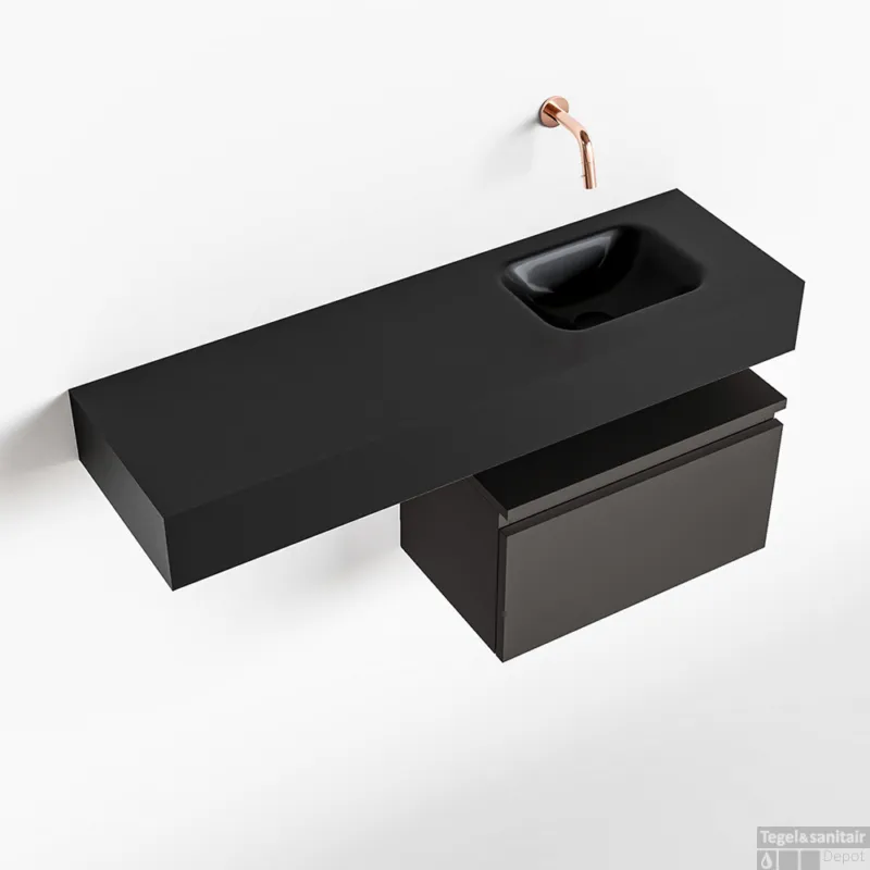 MONDIAZ ANDOR 50cm toiletmeubel dark grey. LEX 100cm wastafel urban rechts geen kraangat Goedkoop