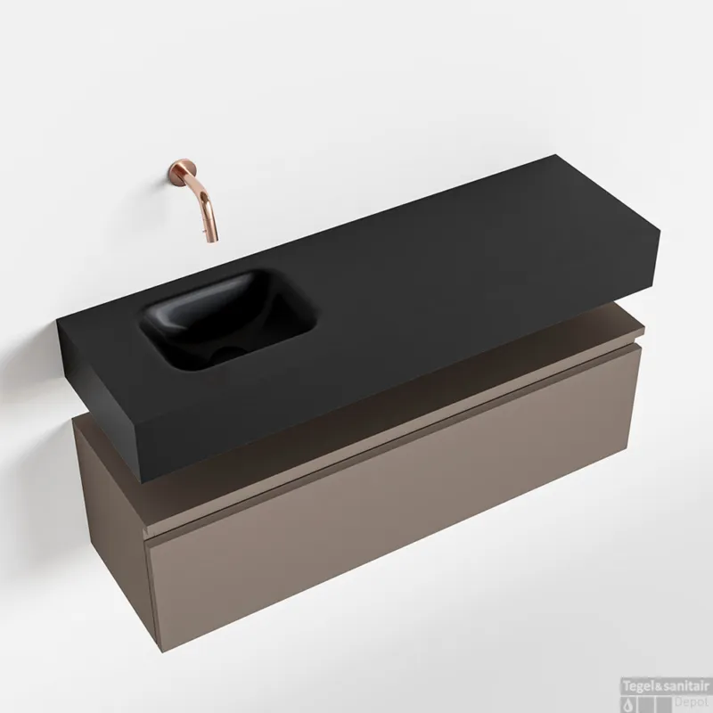 MONDIAZ ANDOR 100cm toiletmeubel smoke. LEX 100cm wastafel urban links geen kraangat Nieuw