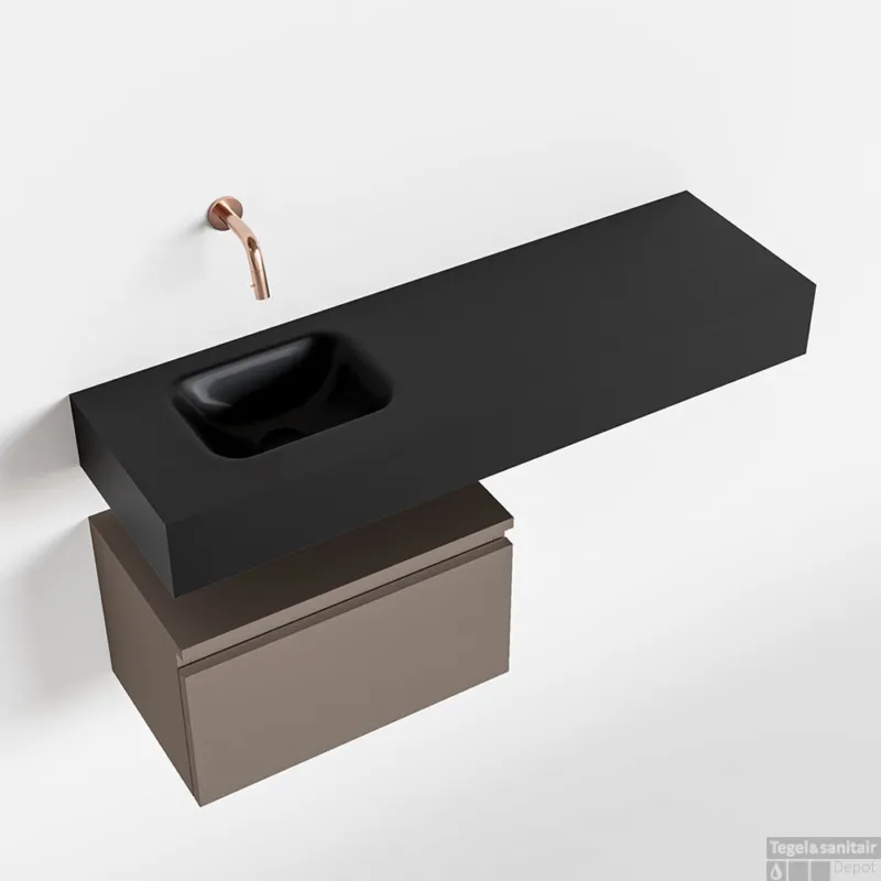 MONDIAZ ANDOR 50cm toiletmeubel smoke. LEX 100cm wastafel urban links geen kraangat Lage Prijs