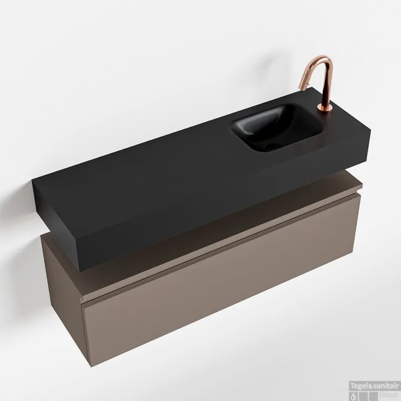 Beperkt Aanbod MONDIAZ ANDOR 100cm toiletmeubel smoke. LEX 100cm wastafel urban rechts 1 kraangat