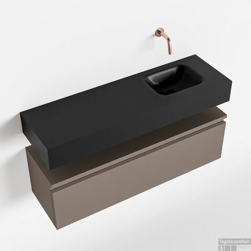 MONDIAZ ANDOR 100cm toiletmeubel smoke. LEX 100cm wastafel urban rechts geen kraangat Merkproduct