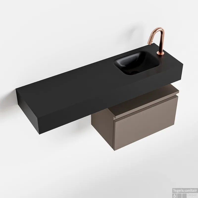 Op = Op MONDIAZ ANDOR 50cm toiletmeubel smoke. LEX 100cm wastafel urban rechts 1 kraangat