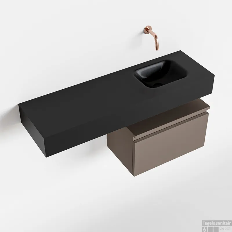 MONDIAZ ANDOR 50cm toiletmeubel smoke. LEX 100cm wastafel urban rechts geen kraangat Aanbieding