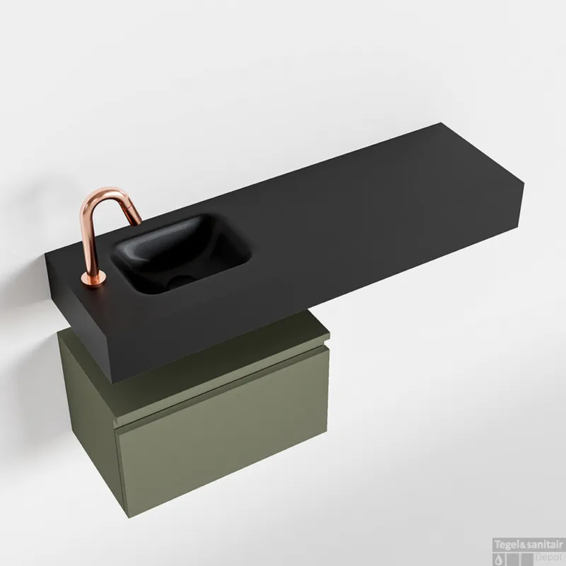 Rechtstreeks Van De Fabrikant MONDIAZ ANDOR 50cm toiletmeubel army. LEX 100cm wastafel urban links 1 kraangat