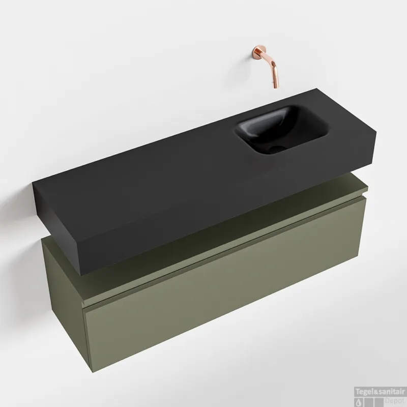 Op = Op MONDIAZ ANDOR 100cm toiletmeubel army. LEX 100cm wastafel urban rechts geen kraangat