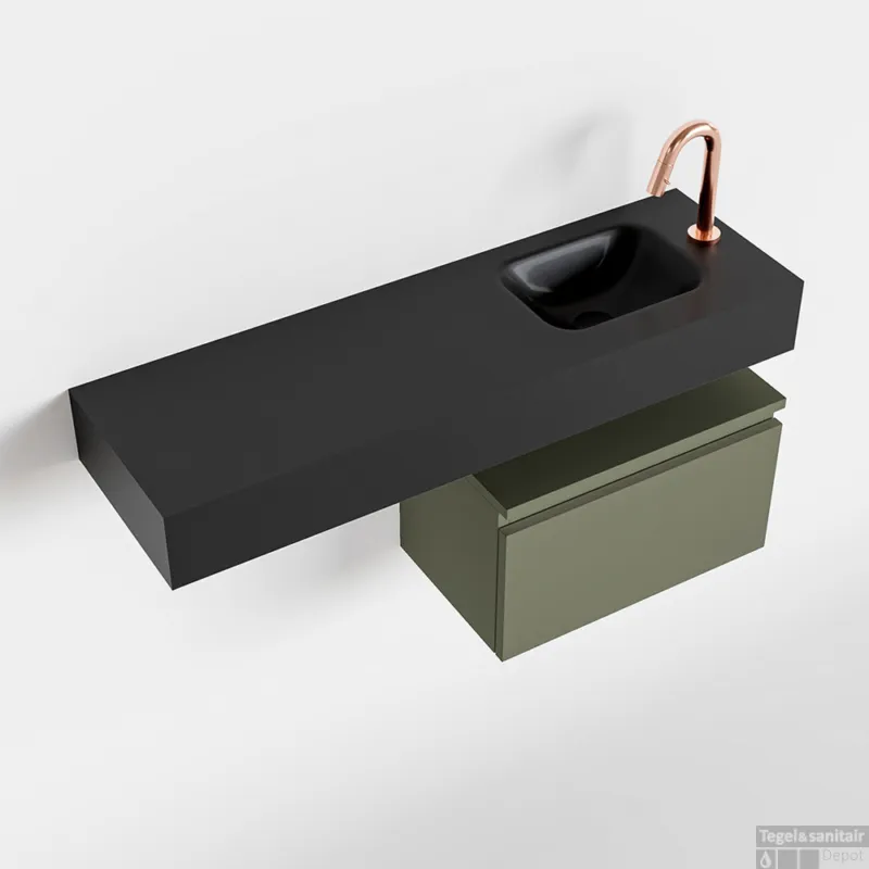 Merkproduct MONDIAZ ANDOR 50cm toiletmeubel army. LEX 100cm wastafel urban rechts 1 kraangat