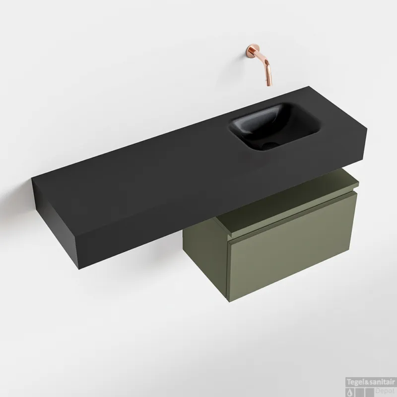 Op = Op MONDIAZ ANDOR 50cm toiletmeubel army. LEX 100cm wastafel urban rechts geen kraangat