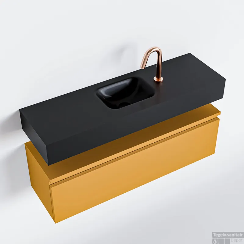 MONDIAZ ANDOR 100cm toiletmeubel ocher. LEX 100cm wastafel urban midden 1 kraangat Speciale Aanbieding