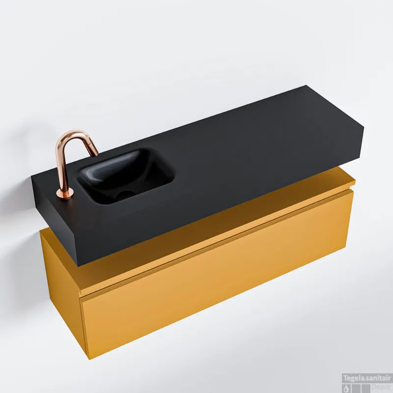 MONDIAZ ANDOR 100cm toiletmeubel ocher. LEX 100cm wastafel urban links 1 kraangat Direct Beschikbaar