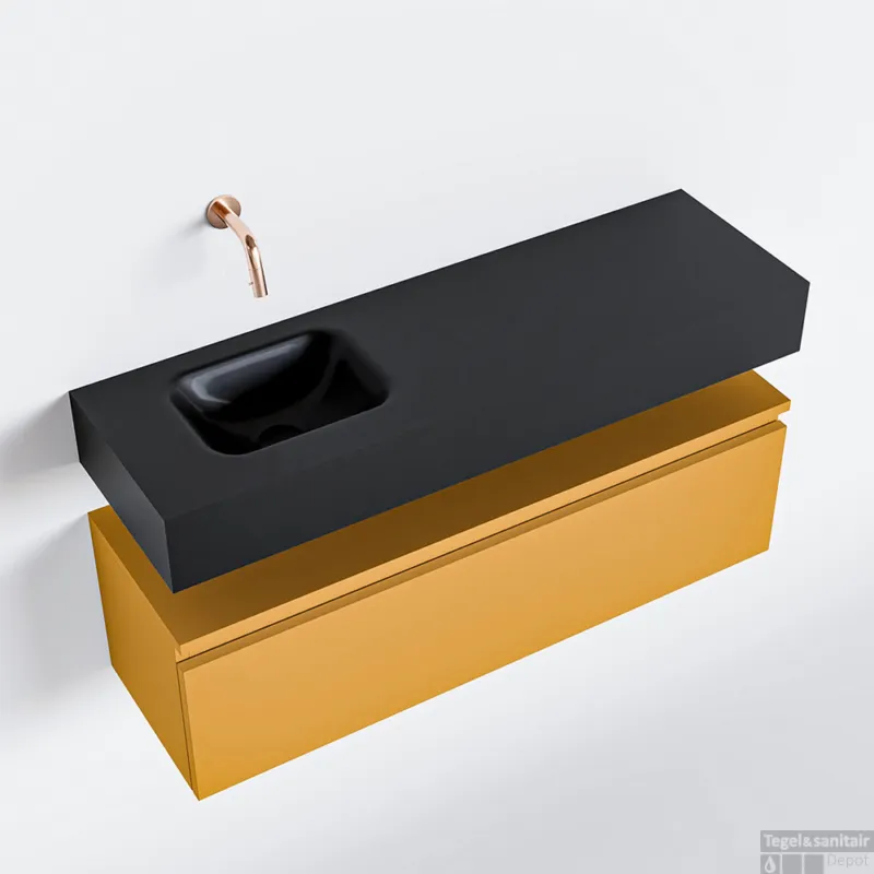 MONDIAZ ANDOR 100cm toiletmeubel ocher. LEX 100cm wastafel urban links geen kraangat Direct Verzonden