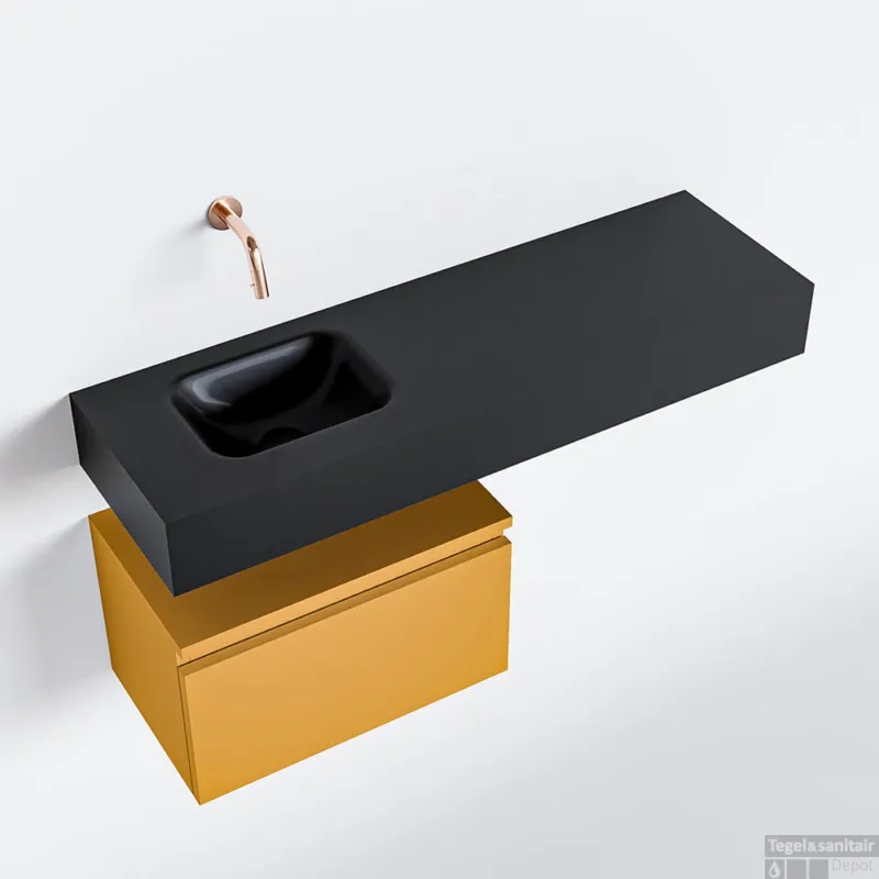 Bestseller MONDIAZ ANDOR 50cm toiletmeubel ocher. LEX 100cm wastafel urban links geen kraangat